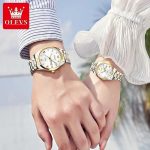 Olevs 5563 Couple Watch tow tone chain (blue dial) - Image 4