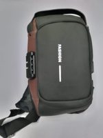 USB charging sport sling Anti-theft shoulder bag (brown shape ) - Image 3