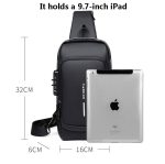 USB charging sport sling Anti-theft shoulder bag (brown shape ) - Image 4