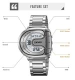 SKMEI 2298 Digital Stainless Steel (Metal) Luminous Men’s Watch (Silver Colour) - Image 3