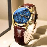 Stylish OLEVS Leather Band fashionable watch - Image 2
