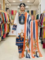 Ready Made Pure dubai silk Digital Print Three Piece - Image 5