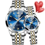 Olevs Stainless Steel fashionable Couple watches Silver Blue - Image 2